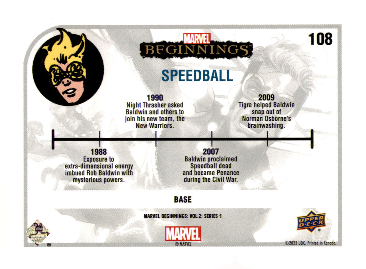 2022 Upper Deck  Marvel Beginnings Volume 2, Series 1 Speedball Card