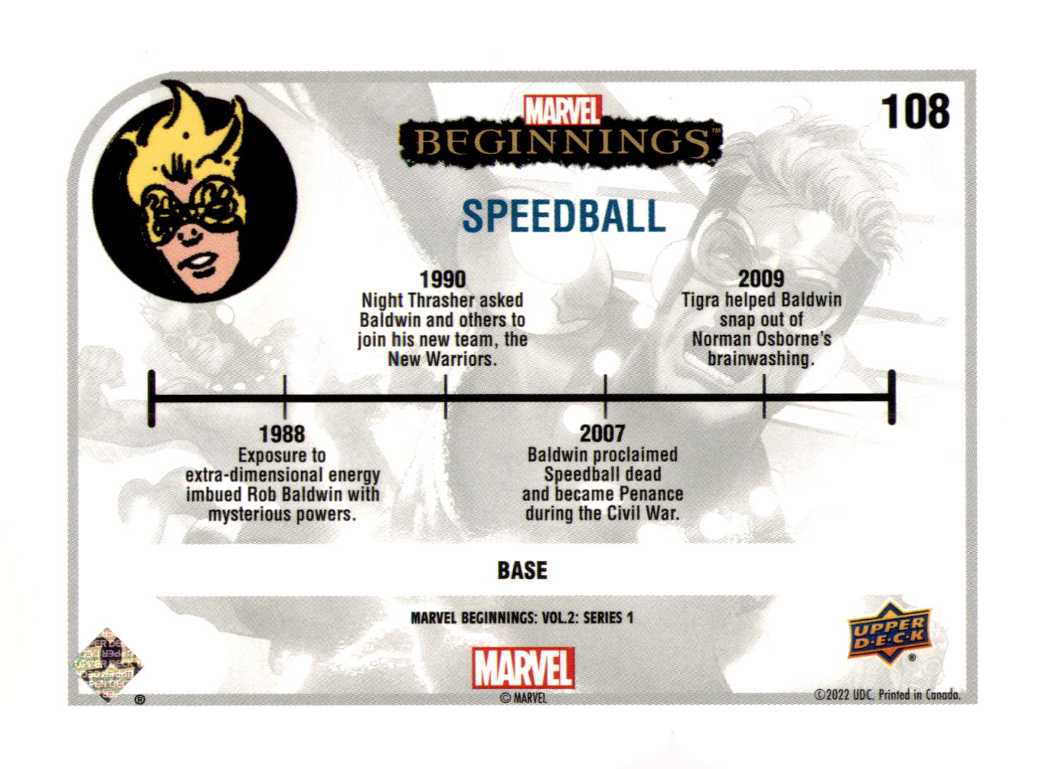 2022 Upper Deck  Marvel Beginnings Volume 2, Series 1 Speedball Card