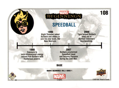2022 Upper Deck  Marvel Beginnings Volume 2, Series 1 Speedball Card