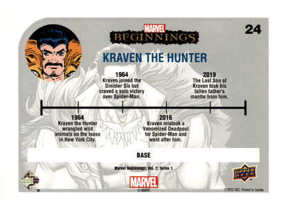 2022 Upper Deck Marvel Beginnings Volume 2, Series 1 Kraven The Hunter Card