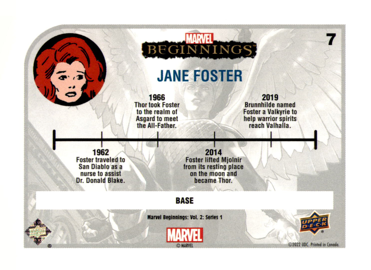 2022 Upper Deck  Marvel Beginnings Volume 2, Series 1 Jane Foster Card