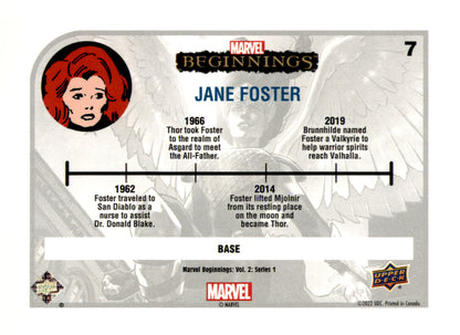 2022 Upper Deck  Marvel Beginnings Volume 2, Series 1 Jane Foster Card