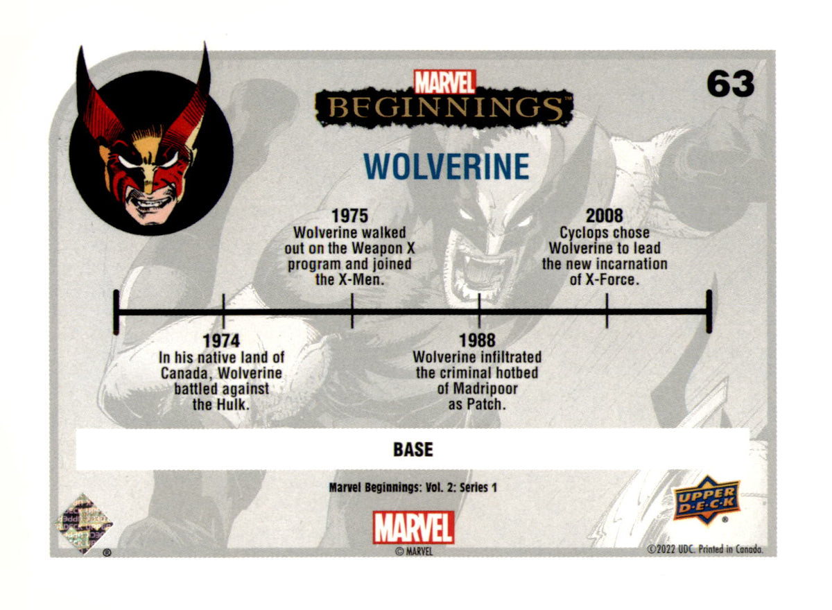 2022 Upper Deck Marvel Beginnings Volume 2, Series 1 Wolverine Card