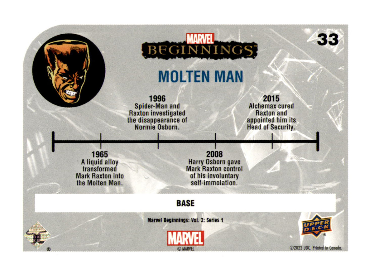 2022 Upper Deck  Marvel Beginnings Volume 2, Series 1 Molten Man Card