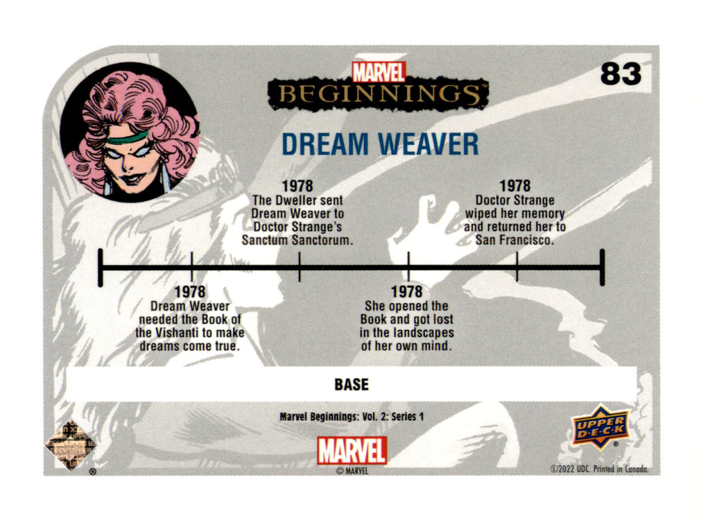 2022 Upper Deck  Marvel Beginnings Volume 2, Series 1 Dream Weaver Card