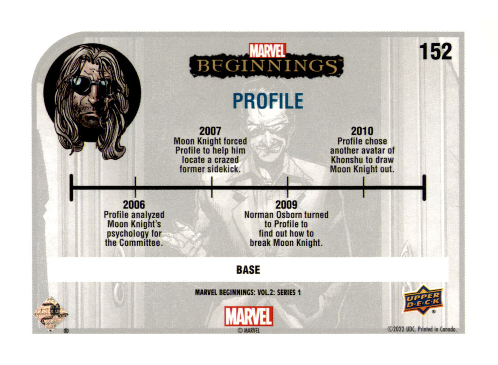 2022 Upper DeckMarvel Beginnings Volume 2, Series 1 Profile Card