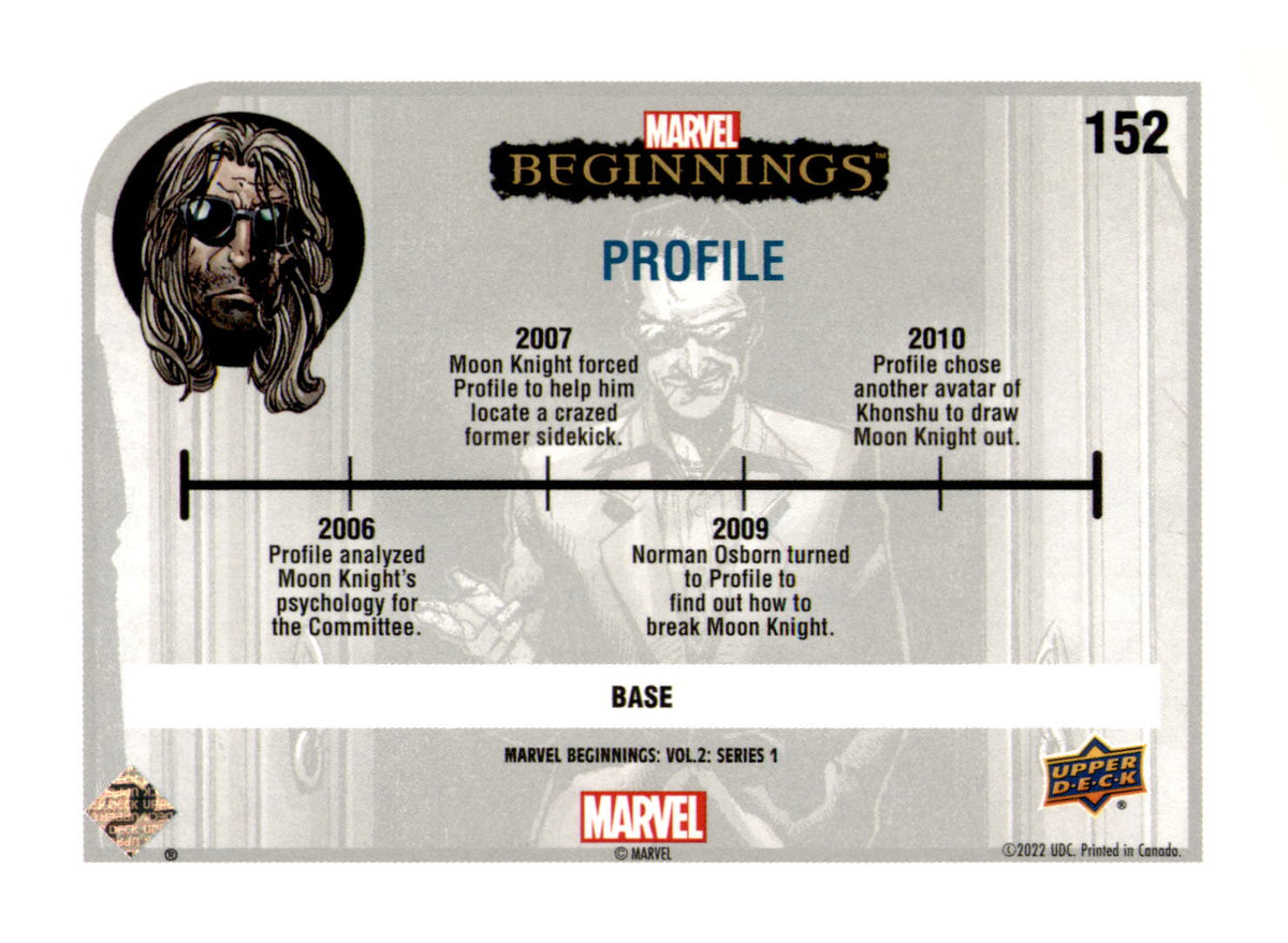 2022 Upper DeckMarvel Beginnings Volume 2, Series 1 Profile Card