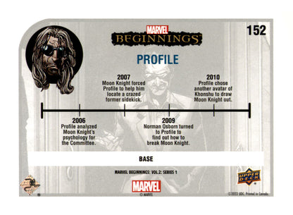 2022 Upper DeckMarvel Beginnings Volume 2, Series 1 Profile Card