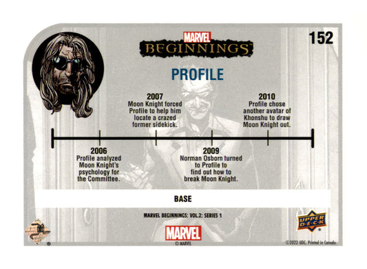 2022 Upper DeckMarvel Beginnings Volume 2, Series 1 Profile Card