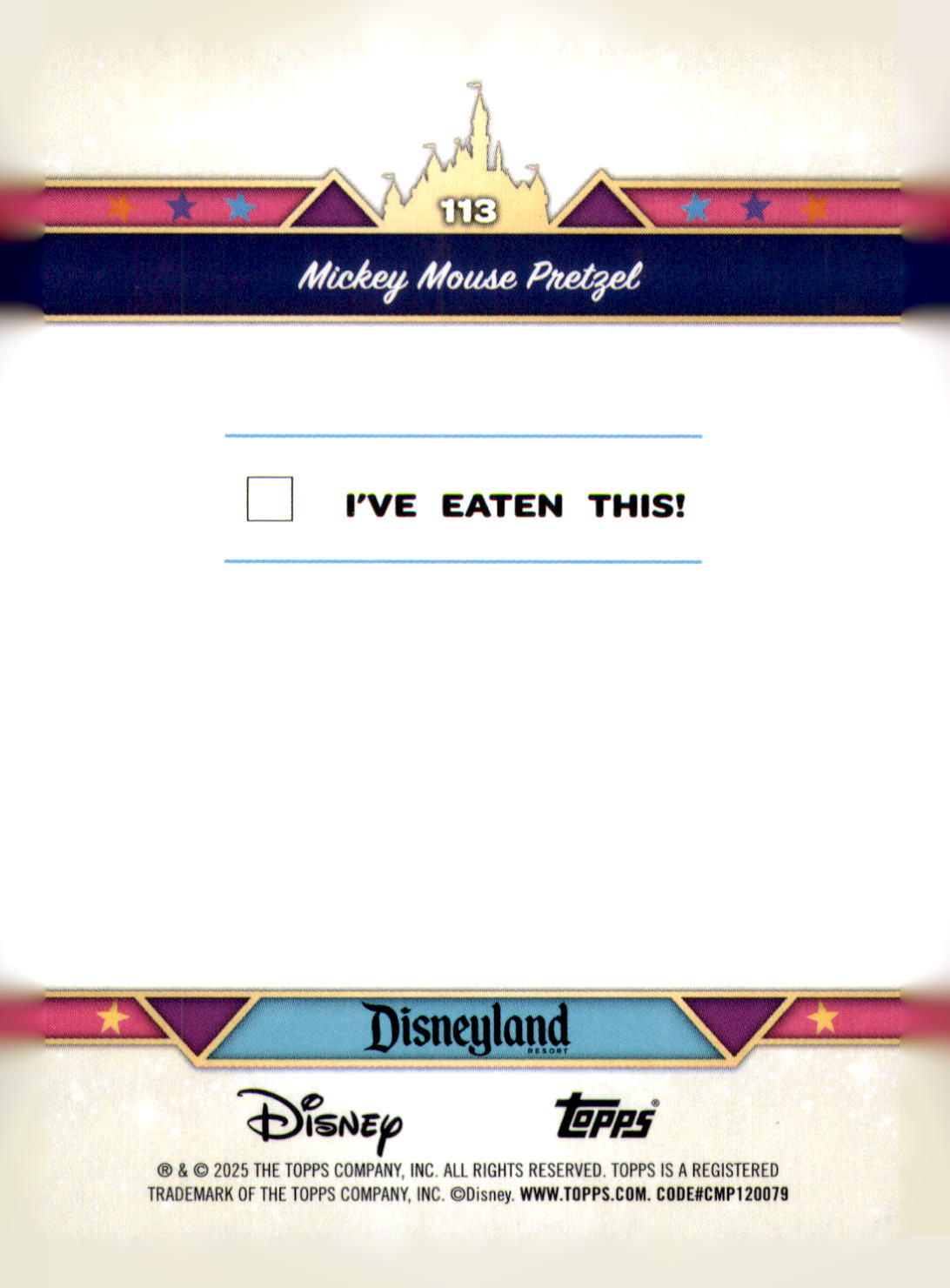 2025 Topps Disneyland 70th Anniversary Mickey Mouse Pretzel Card