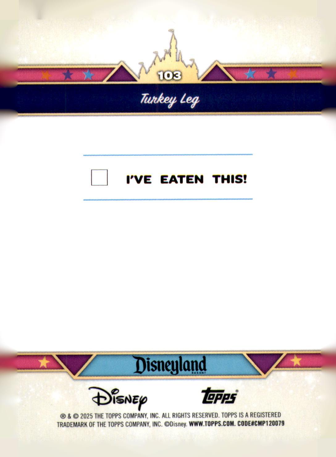 2025 Topps Disneyland 70th Anniversary Turkey Leg Card