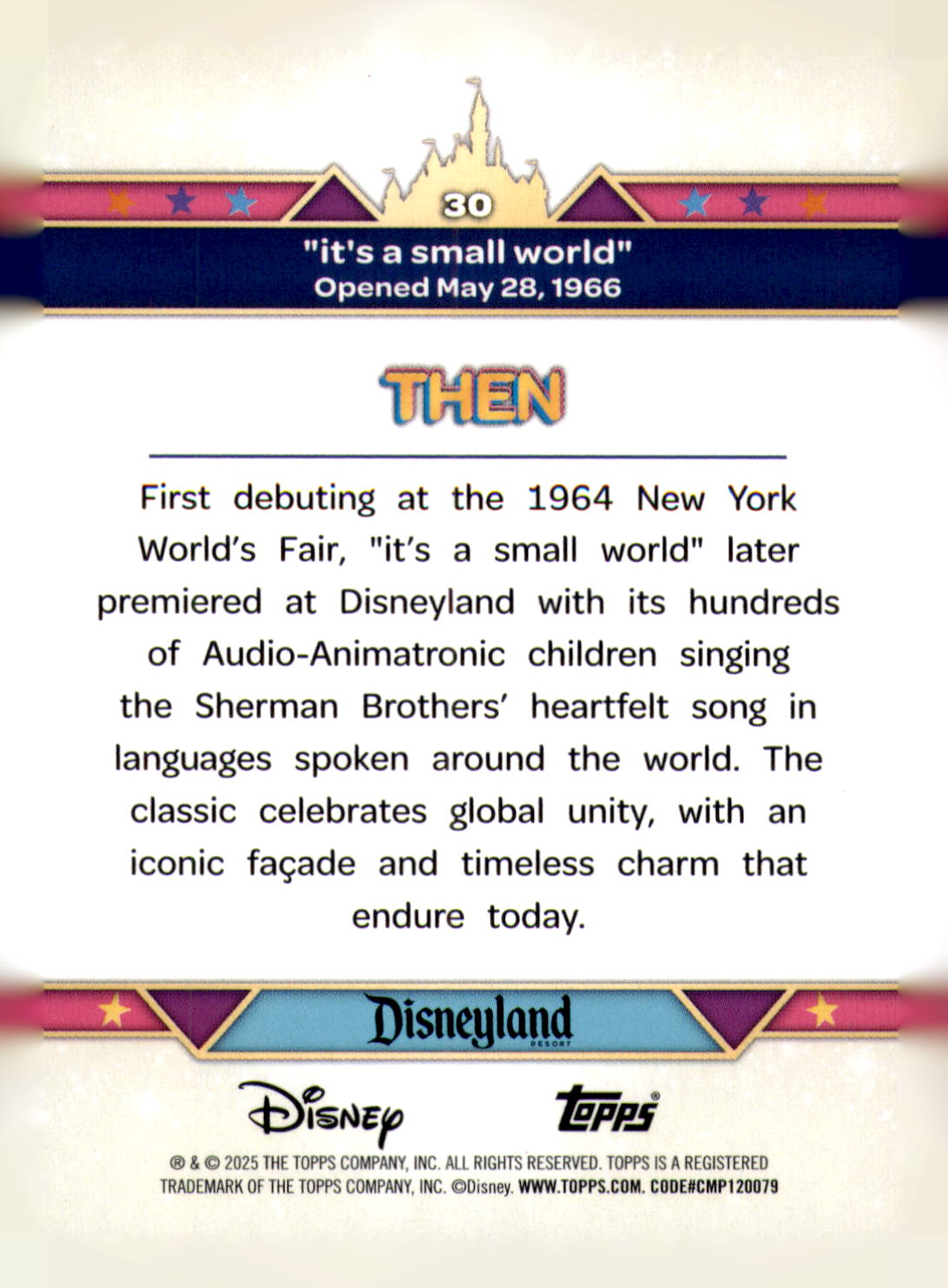 2025 Topps Disneyland 70th Anniversary "it's a small world" Card