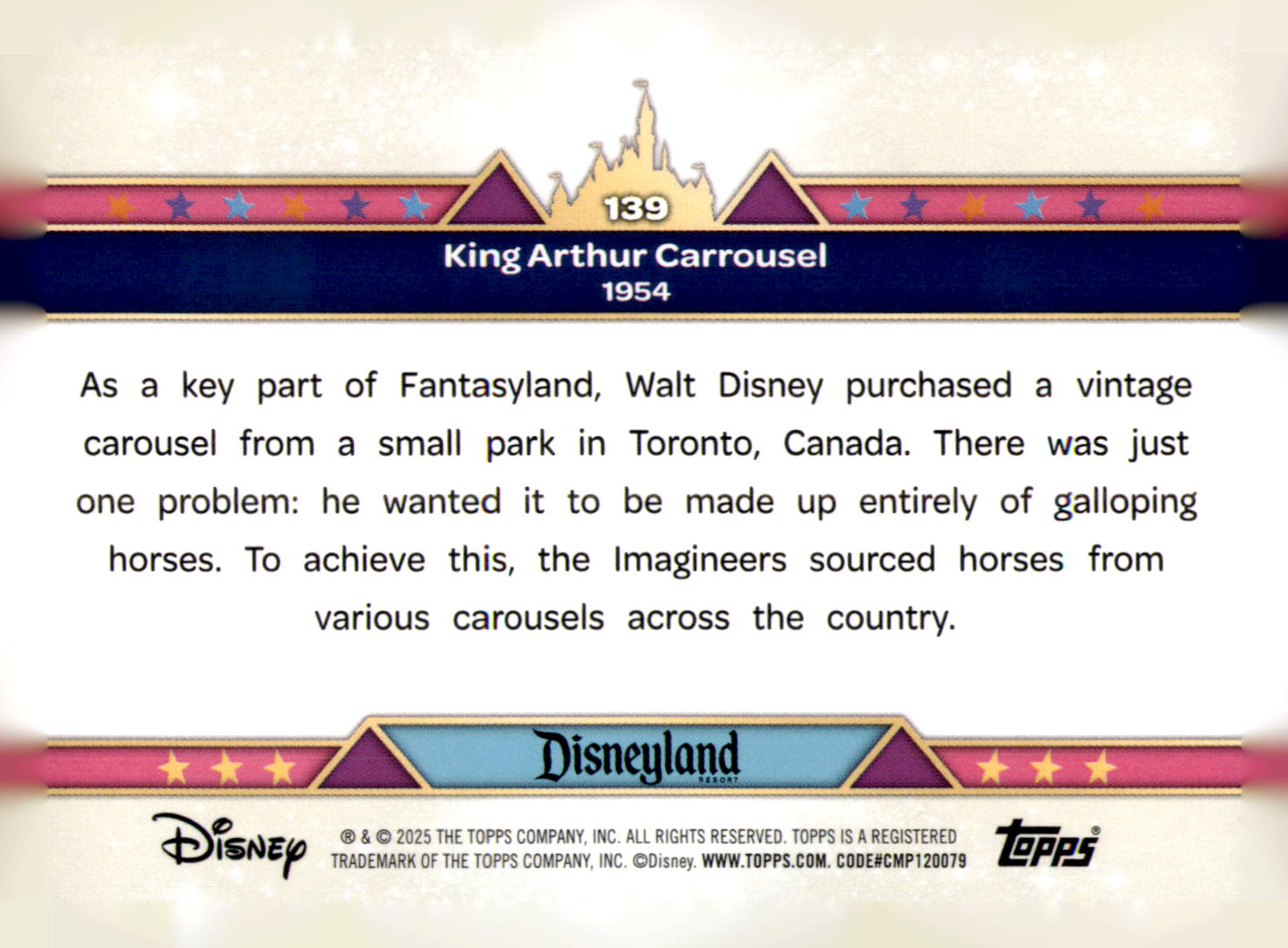 2025 Topps Disneyland 70th Anniversary King Arthur Carrousel Card