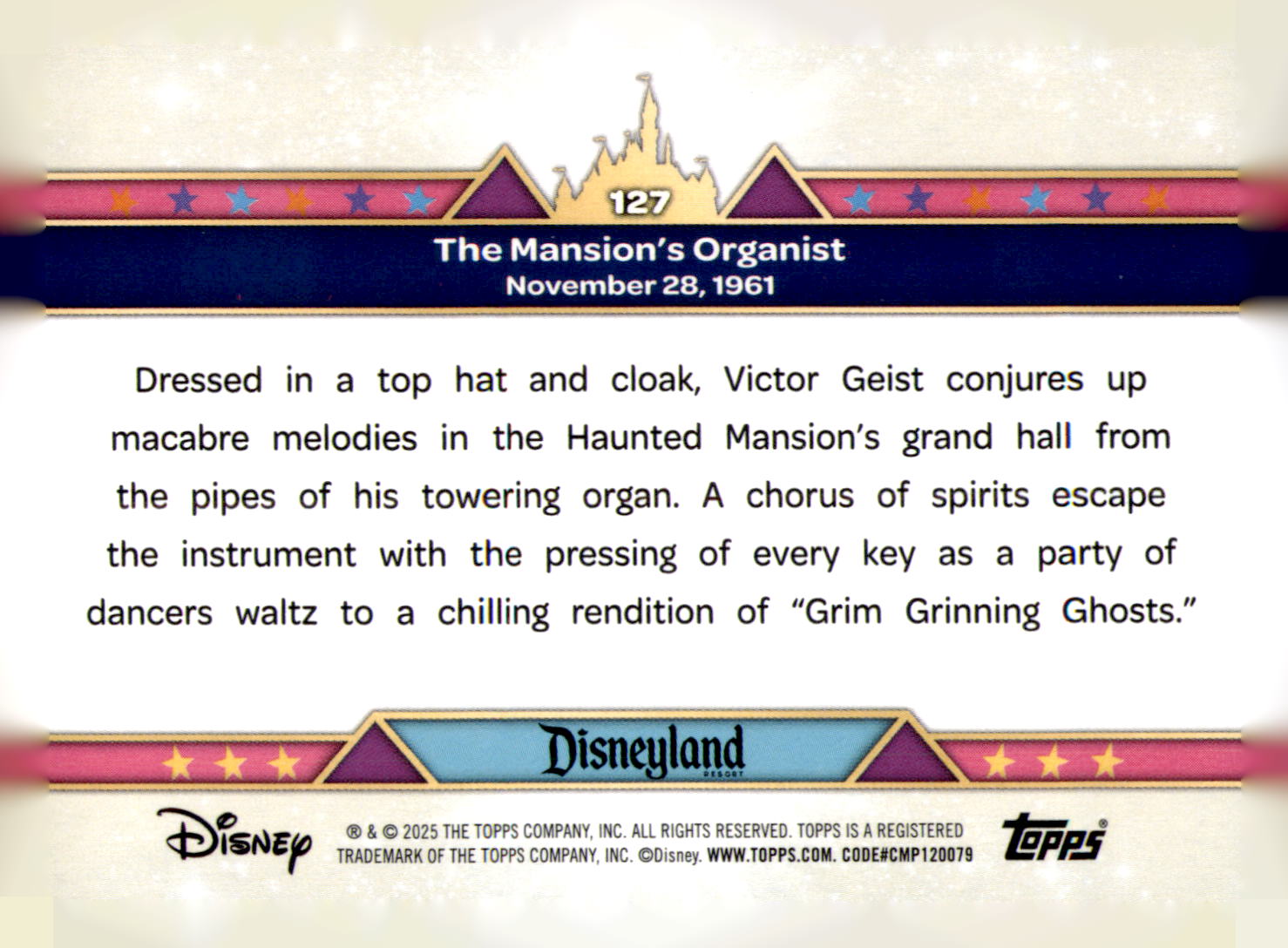 2025 Topps Disneyland 70th Anniversary The Mansion's Organist Card
