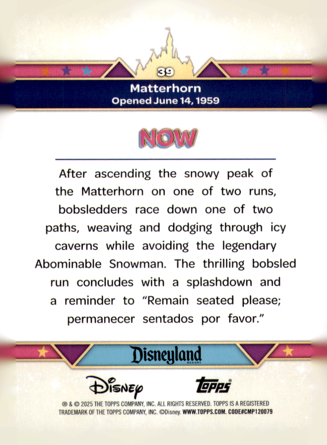 2025 Topps Disneyland 70th Anniversary Matterhorn Card