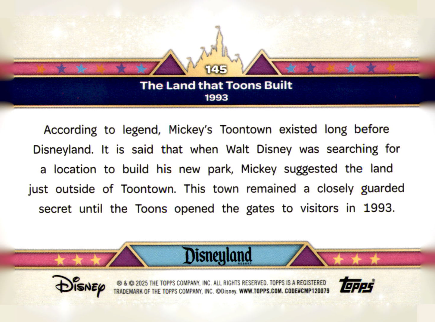 2025 Topps Disneyland 70th Anniversary The Land that Toons Built Card