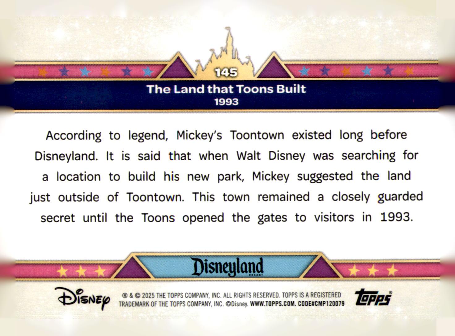 2025 Topps Disneyland 70th Anniversary The Land that Toons Built Card