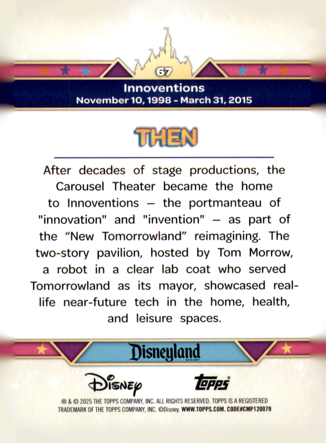 2025 Topps Disneyland 70th Anniversary Innoventions Card