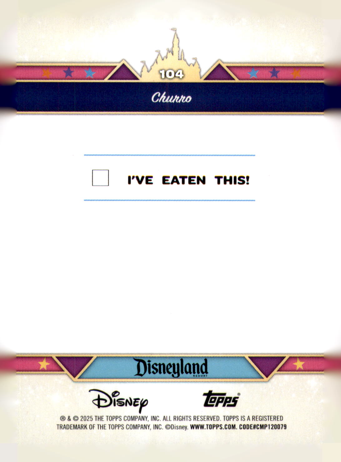 2025 Topps Disneyland 70th Anniversary Churro Card