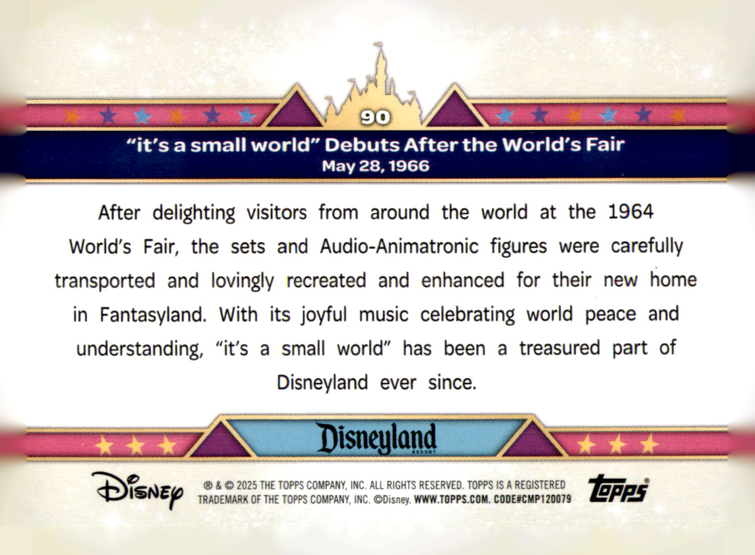 2025 Topps Disneyland 70th it's a small world Debuts After the World's Fair