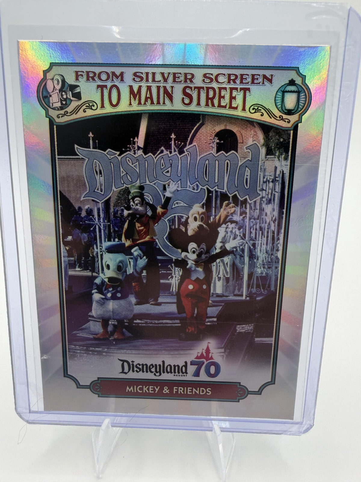 2025 Topps Disneyland 70th Mickey & Friends MS-7 Rainbow Foil Parade Card