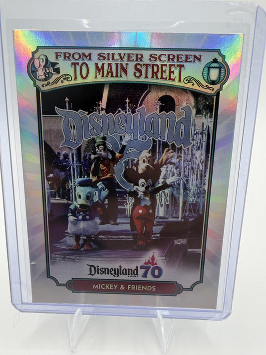 2025 Topps Disneyland 70th Mickey & Friends MS-7 Rainbow Foil Parade Card