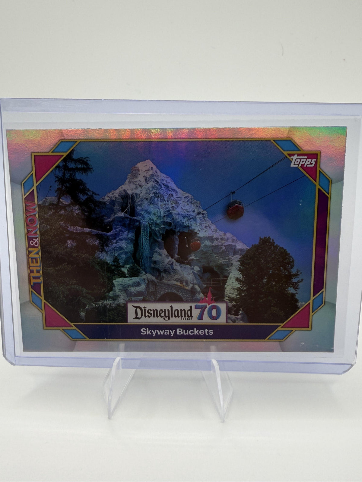 2025 Topps Disneyland 70th Anniversary Skyway Buckets #38 Rainbow Foil Then