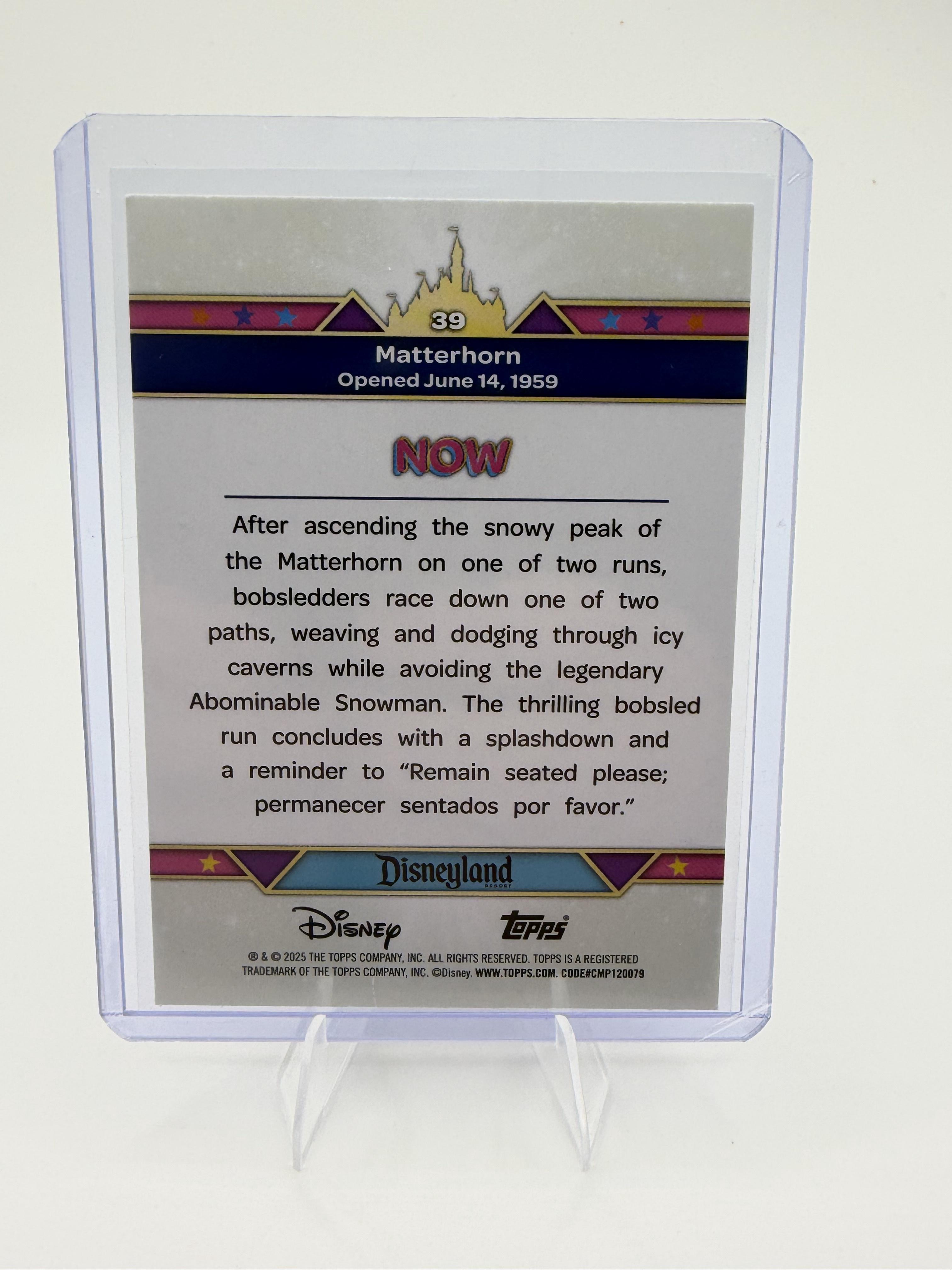 2025 Topps Disneyland 70th Anniversary Matterhorn #39 Purple Glitter Foil Rare