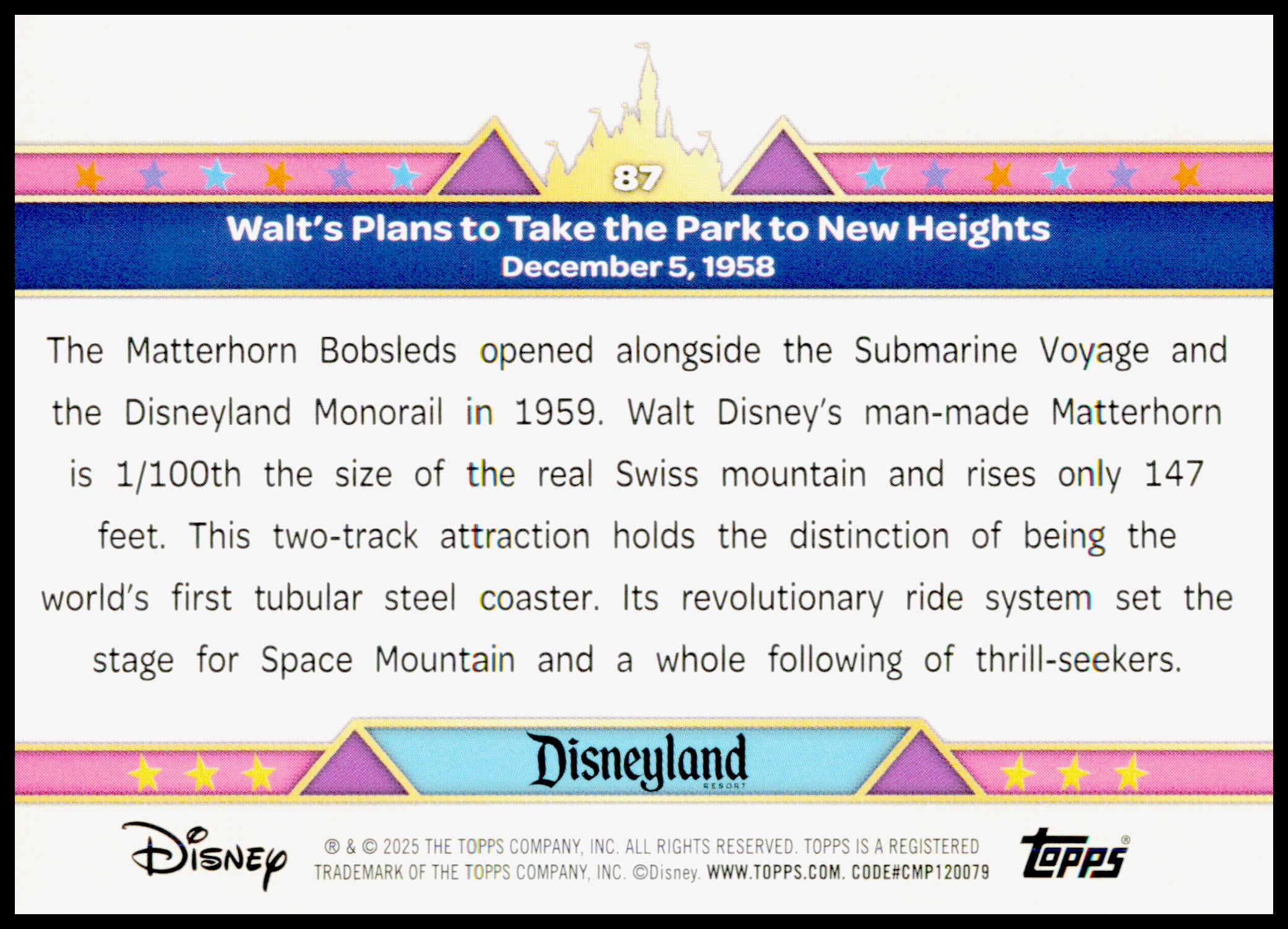 2025 Topps Disneyland 70th Walt's Plans to Take the Park to New Heights Card