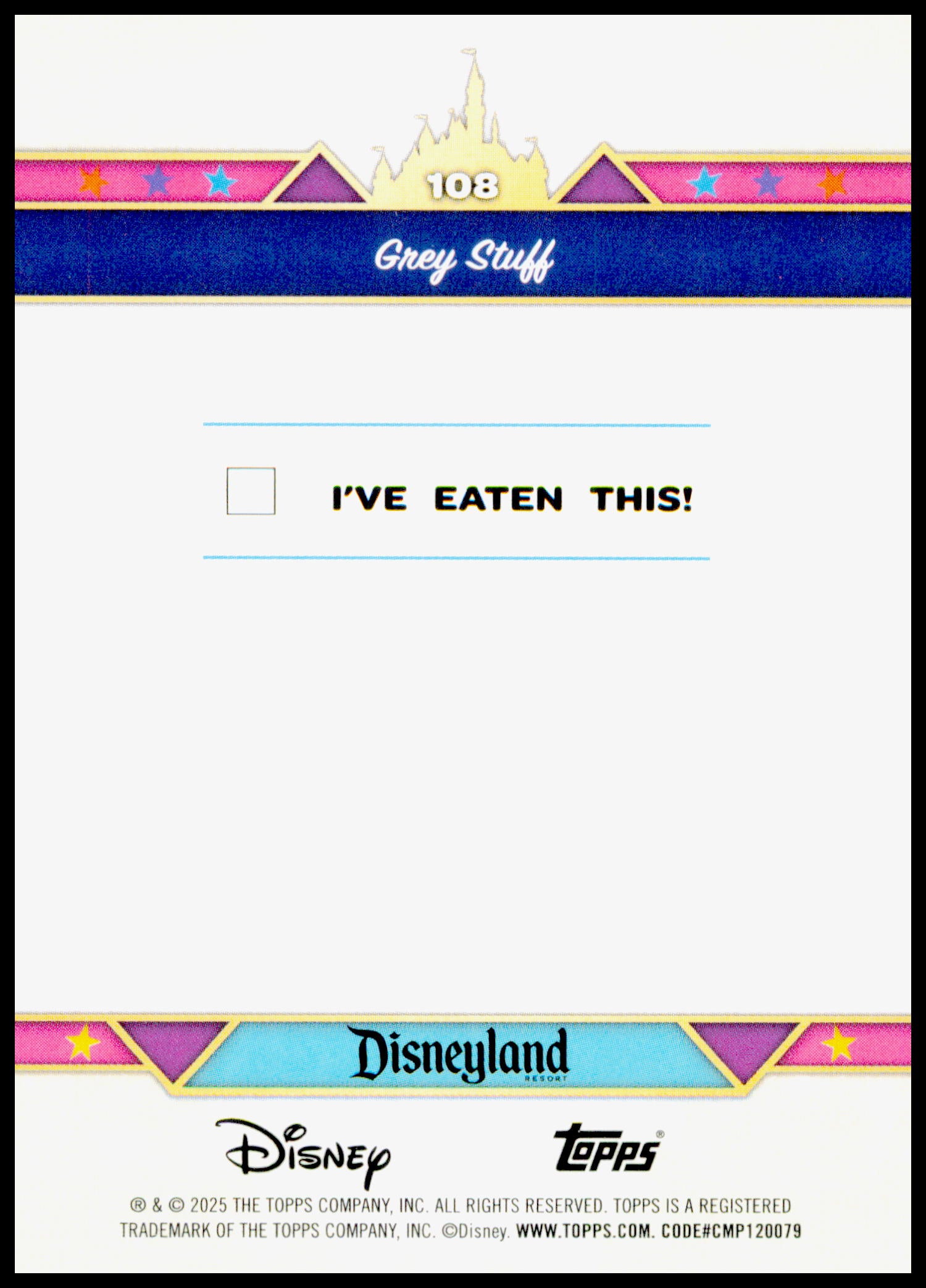 2025 Topps Disneyland 70th Anniversary Grey Stuff Card