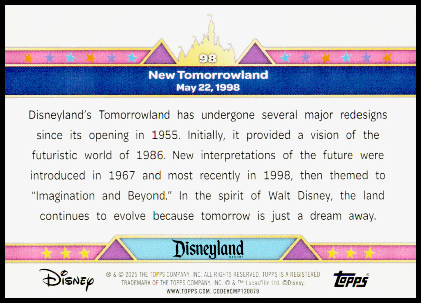 2025 Topps Disneyland 70th Anniversary New Tomorrowland Card