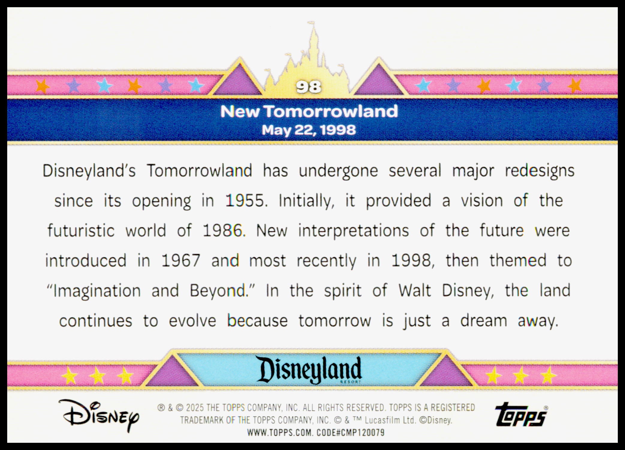 2025 Topps Disneyland 70th Anniversary New Tomorrowland Card