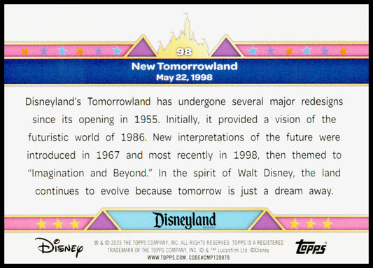 2025 Topps Disneyland 70th Anniversary New Tomorrowland Card