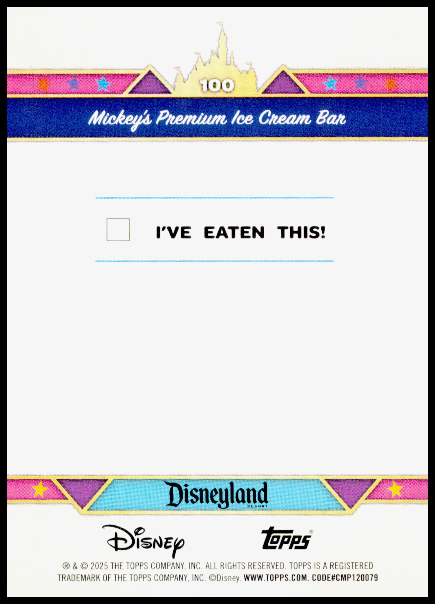 2025 Topps Disneyland 70th Anniversary Mickey's Premium Ice Cream Bar Card