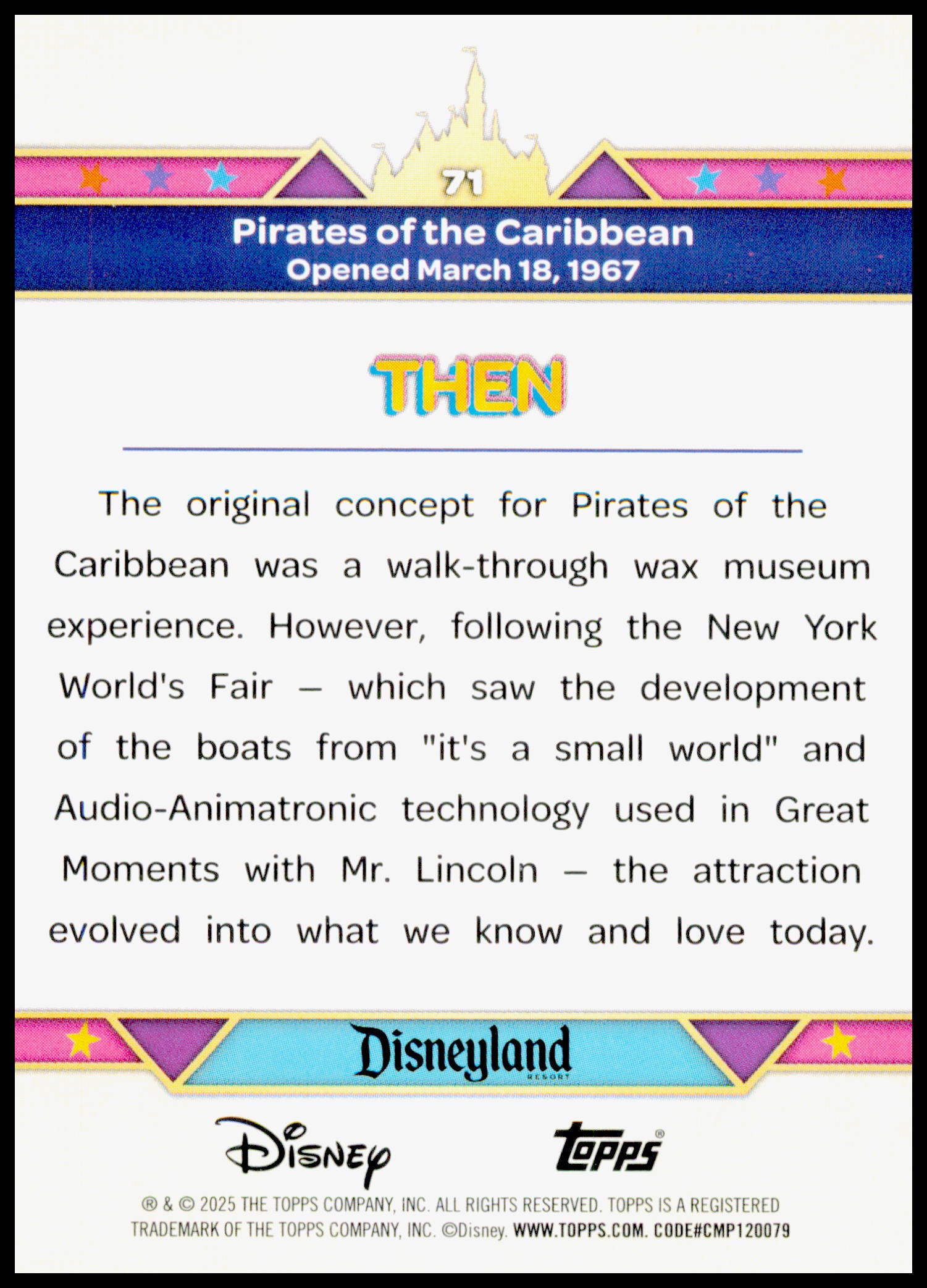 2025 Topps Disneyland 70th Anniversary Pirates of the Caribbean Card