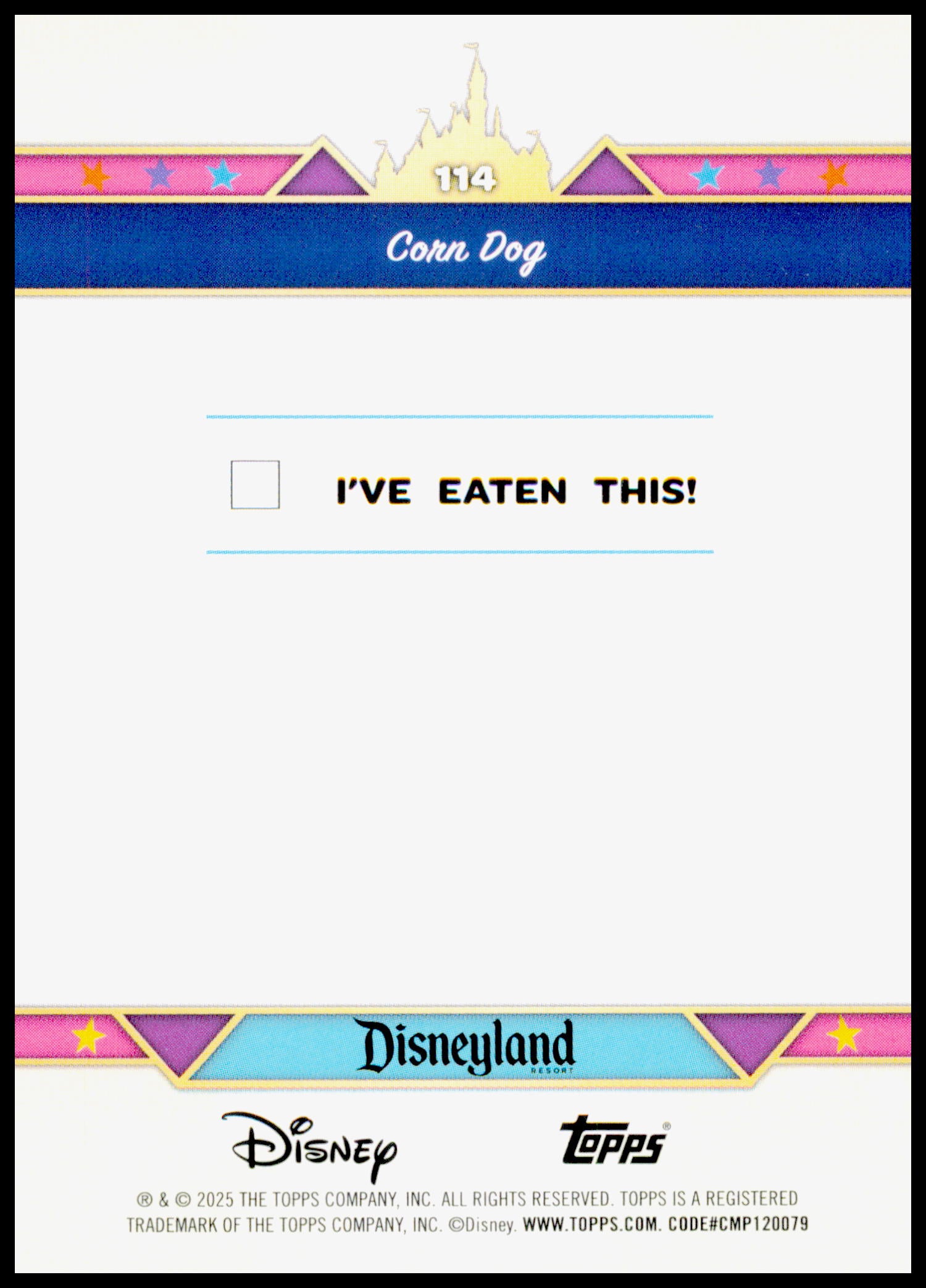 2025 Topps Disneyland 70th Anniversary Corn Dog Card