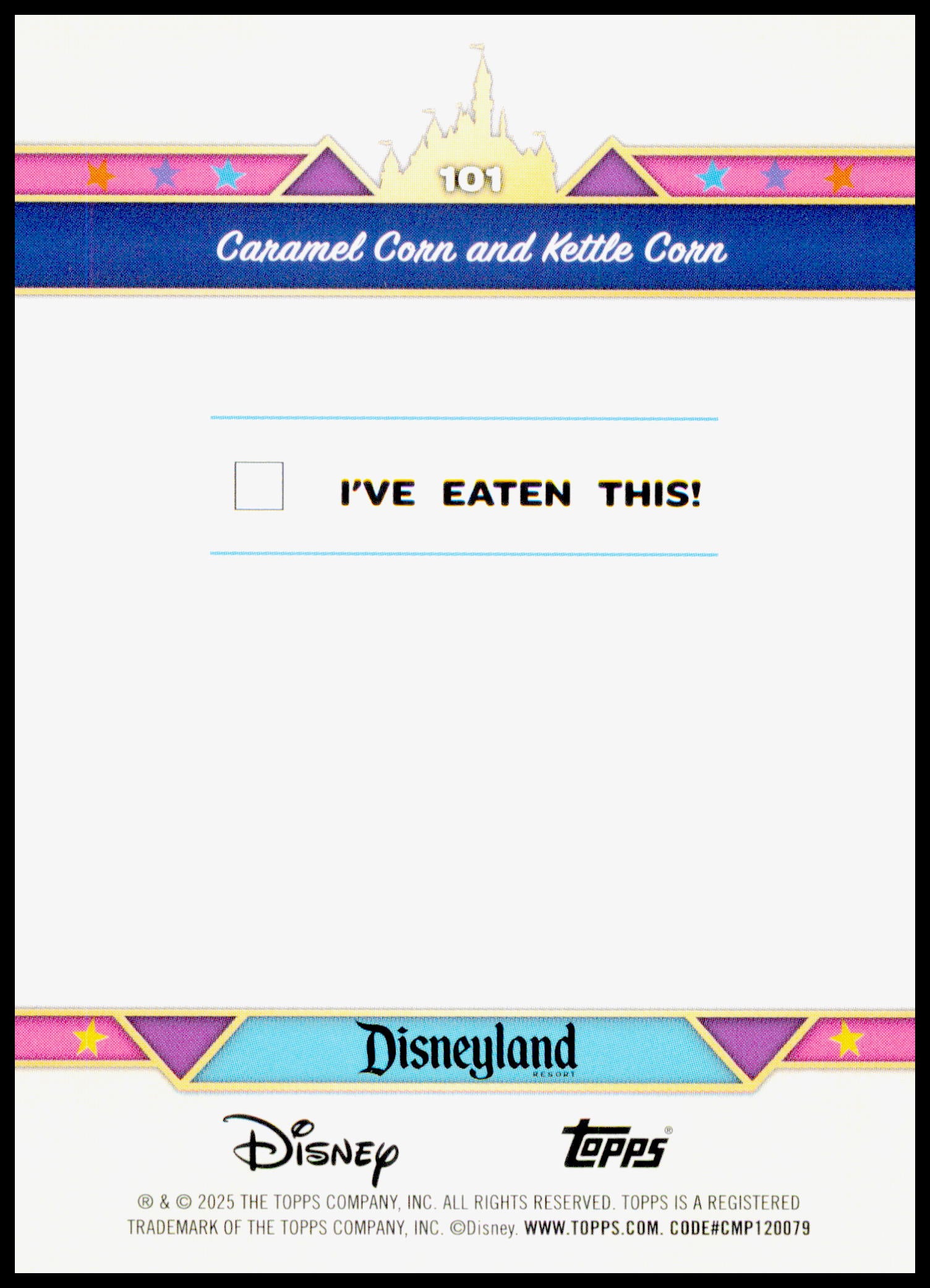 2025 Topps Disneyland 70th Anniversary Caramel Corn and Kettle Corn Card