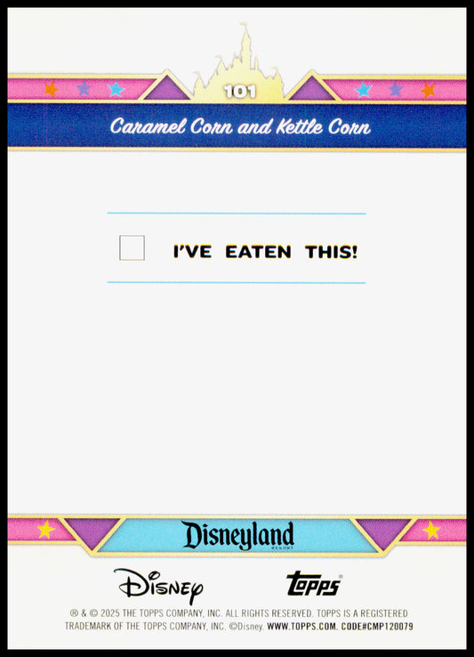 2025 Topps Disneyland 70th Anniversary Caramel Corn and Kettle Corn Card