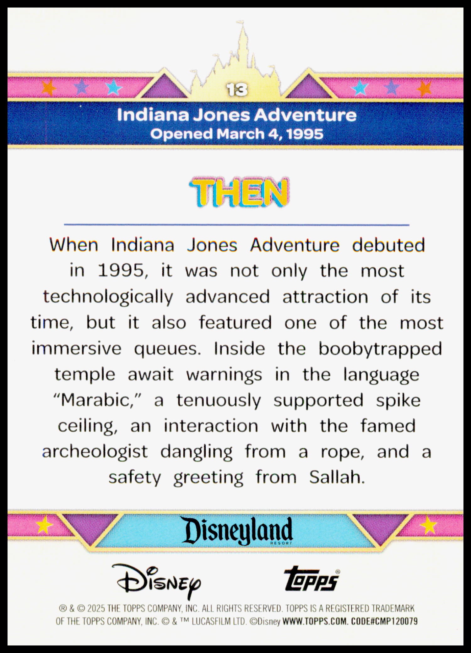 2025 Topps Disneyland 70th Anniversary Indiana Jones Adventure Card Foilfractor
