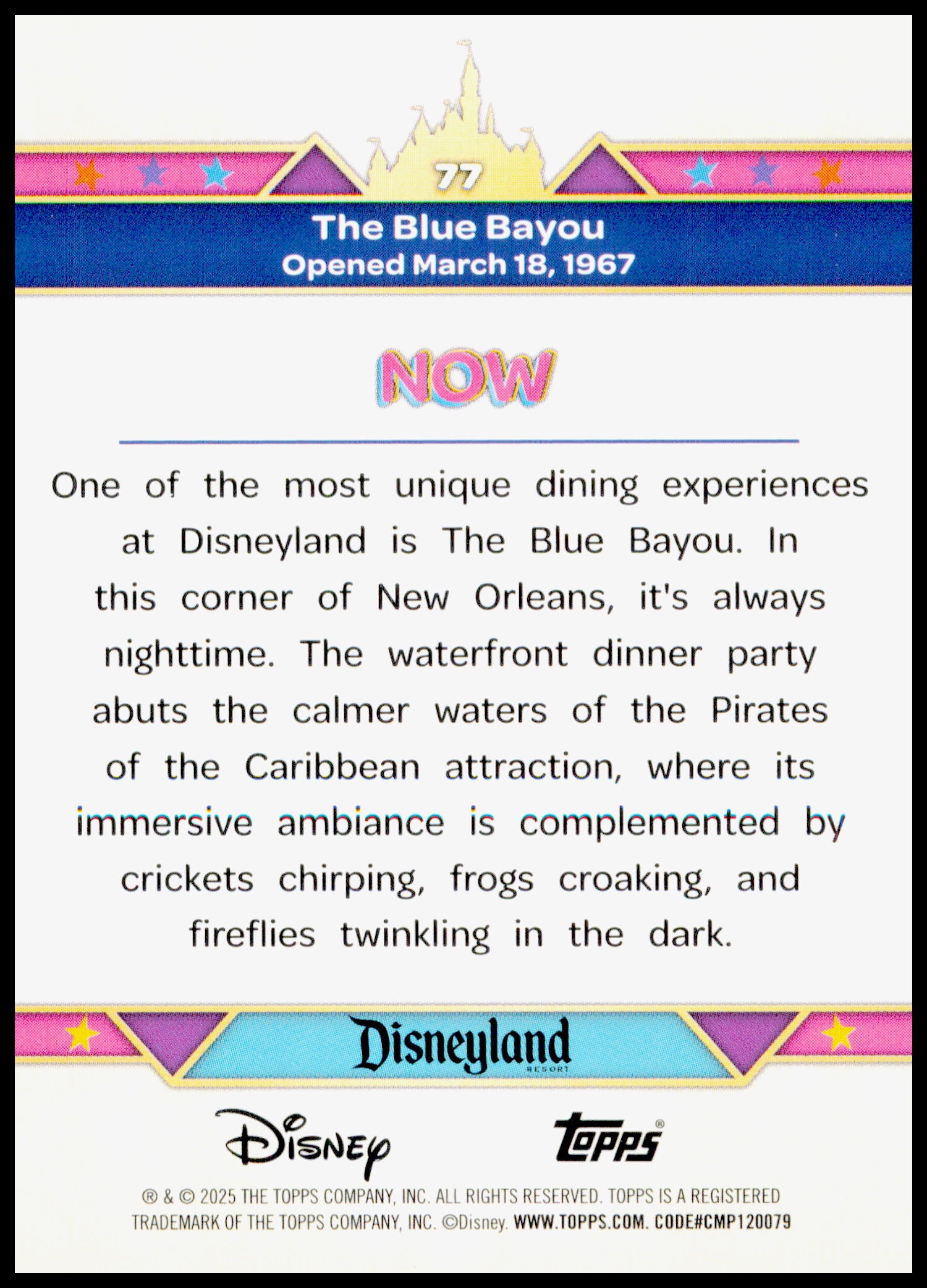 2025 Topps Disneyland 70th Anniversary The Blue Bayou Card