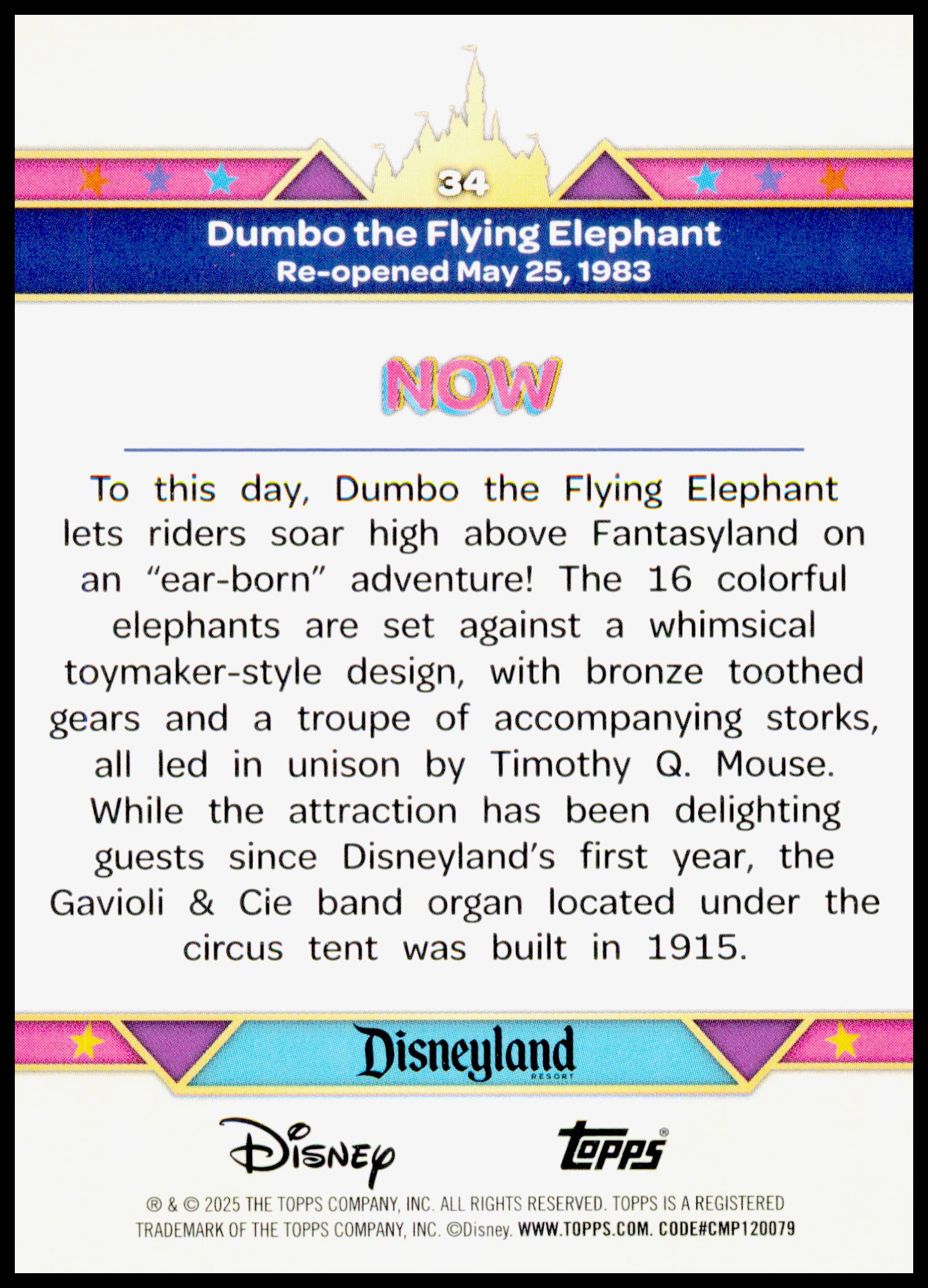 2025 Topps Disneyland 70th Anniversary Dumbo the Flying Elephant Card