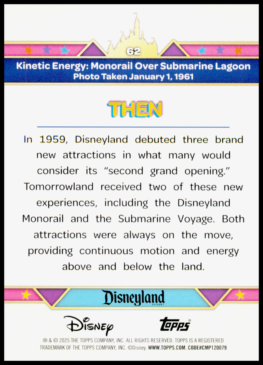 2025 Topps Disneyland 70th  Kinetic Energy: Monorail Over Submarine Lagoon Card