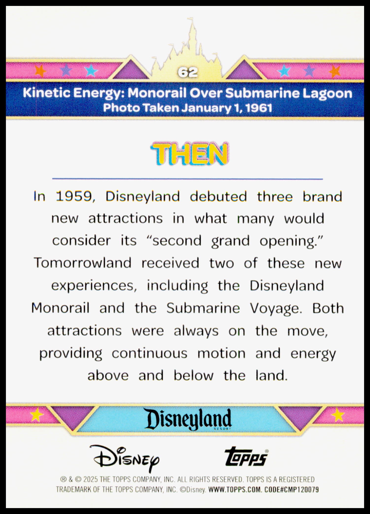 2025 Topps Disneyland 70th  Kinetic Energy: Monorail Over Submarine Lagoon Card