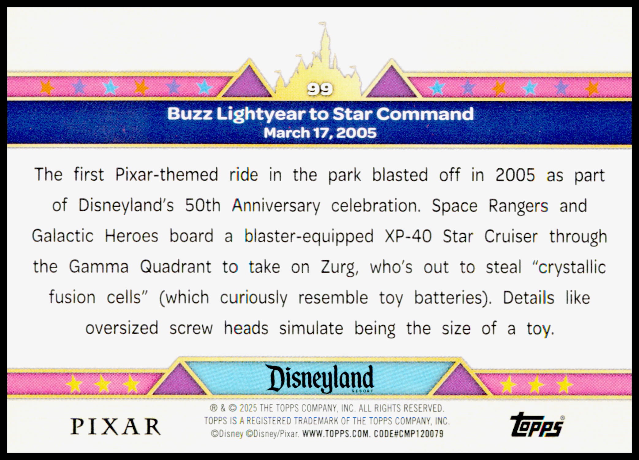 2025 Topps Disneyland 70th Anniversary Buzz Lightyear to Star Command Card