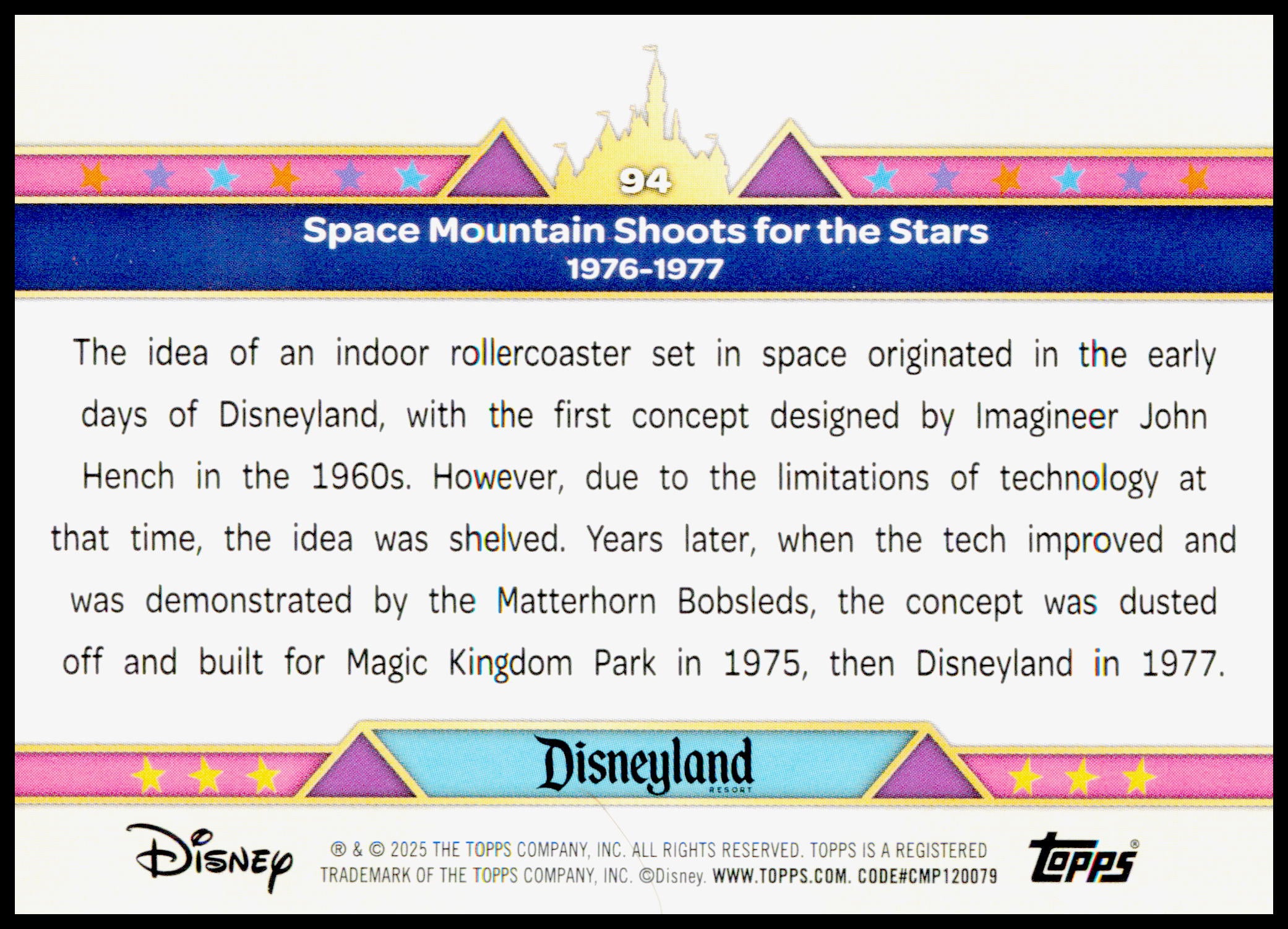 2025 Topps Disneyland 70th Anniversary Space Mountain Shoots for the Stars Card