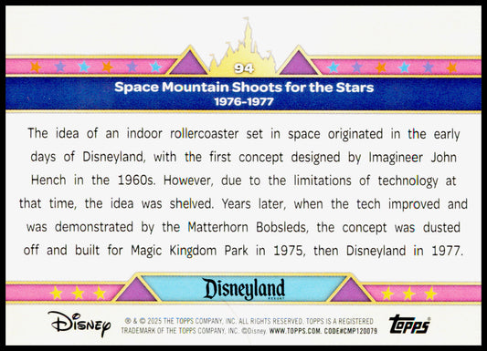 2025 Topps Disneyland 70th Anniversary Space Mountain Shoots for the Stars Card