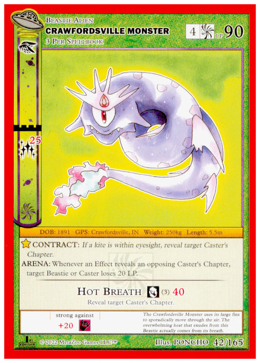 2022 MetaZoo UFO 1st Edition Crawfordsville Monster 42/165 Beastie Card