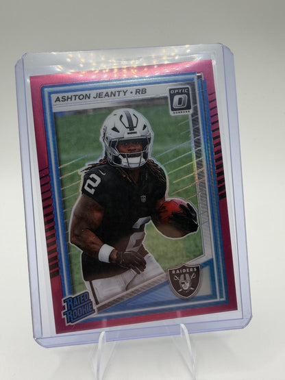 2025 Donruss Optic Ashton Jeanty Rated Rookie Pink Prizm Card #202 Raiders RB