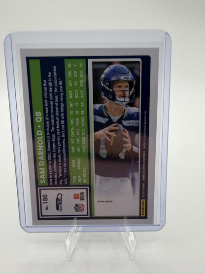 2025 Donruss Optic Sam Darnold Silver Prizm Holo Card #186 Seahawks QB