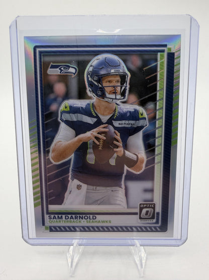 2025 Donruss Optic Sam Darnold Silver Prizm Holo Card #186 Seahawks QB